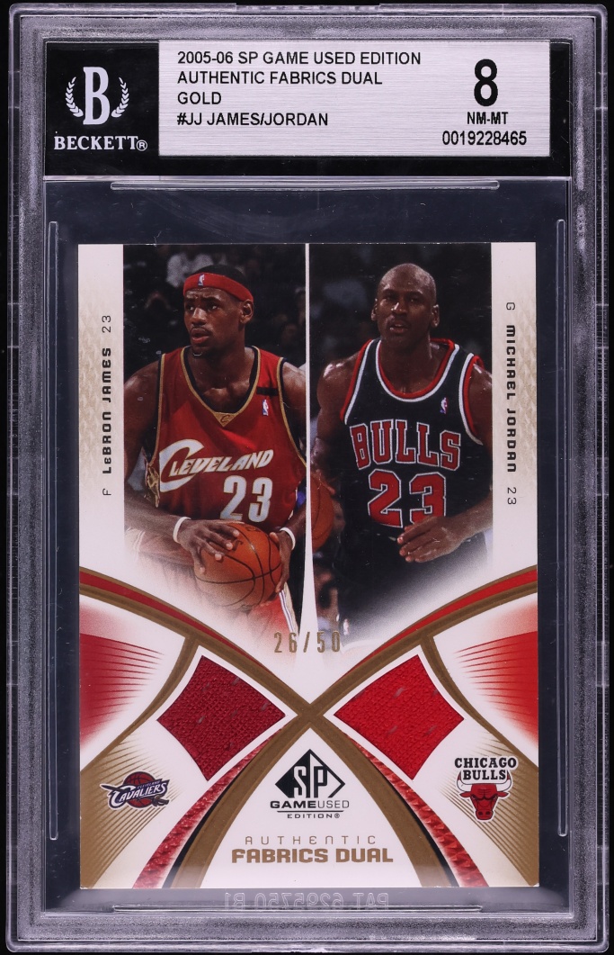 2005 SP Game Used Authentic Dual Gold LeBron James Michael Jordan PATCH /50 #RPA-JJ BGS 8 NM-MT