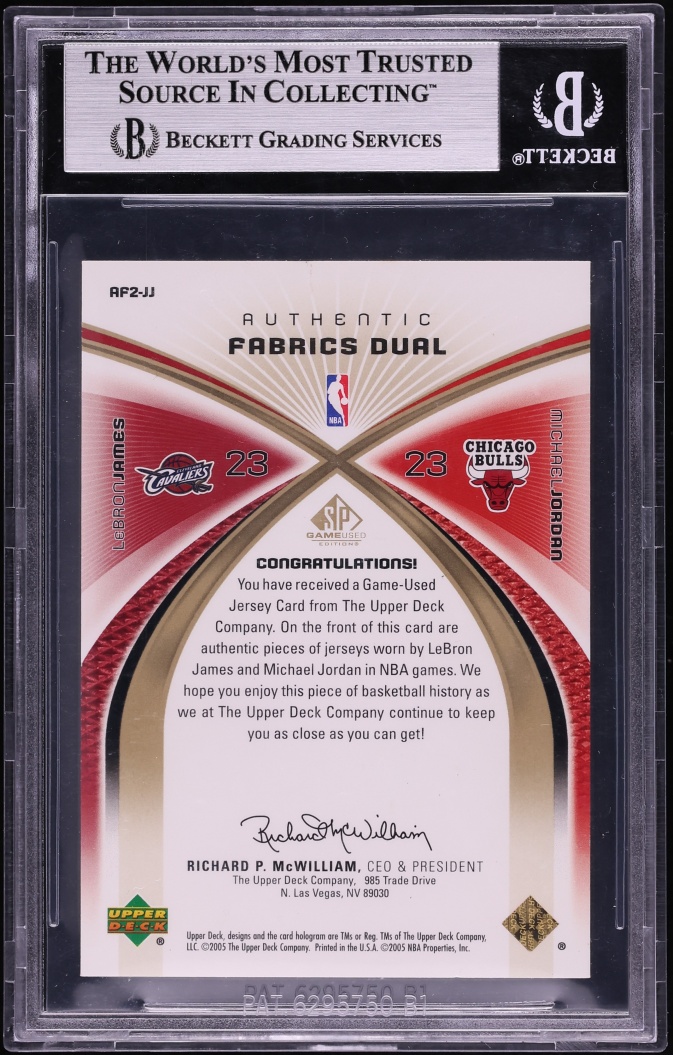 2005 SP Game Used Authentic Dual Gold LeBron James Michael Jordan PATCH /50 #RPA-JJ BGS 8 NM-MT - Photo 2