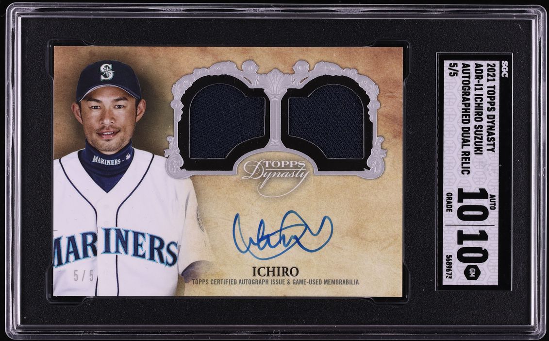 2021 Topps Dynasty Dual Ichiro Suzuki PATCH AUTO 5/5 #ADR-I1 SGC 10 GEM MINT