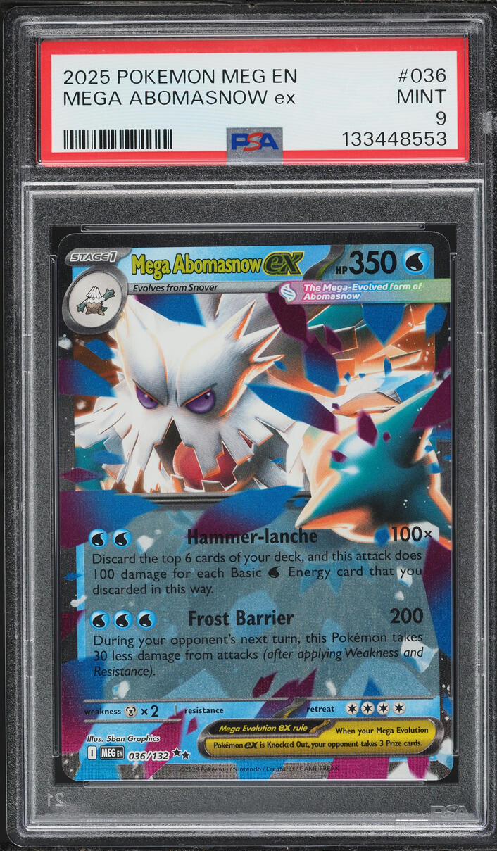 2025 Pokemon Mega Evolution Holo Mega Abomasnow ex #36 PSA 9 MINT