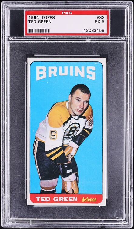 1964 Topps Hockey Ted Green #32 PSA 5 EX