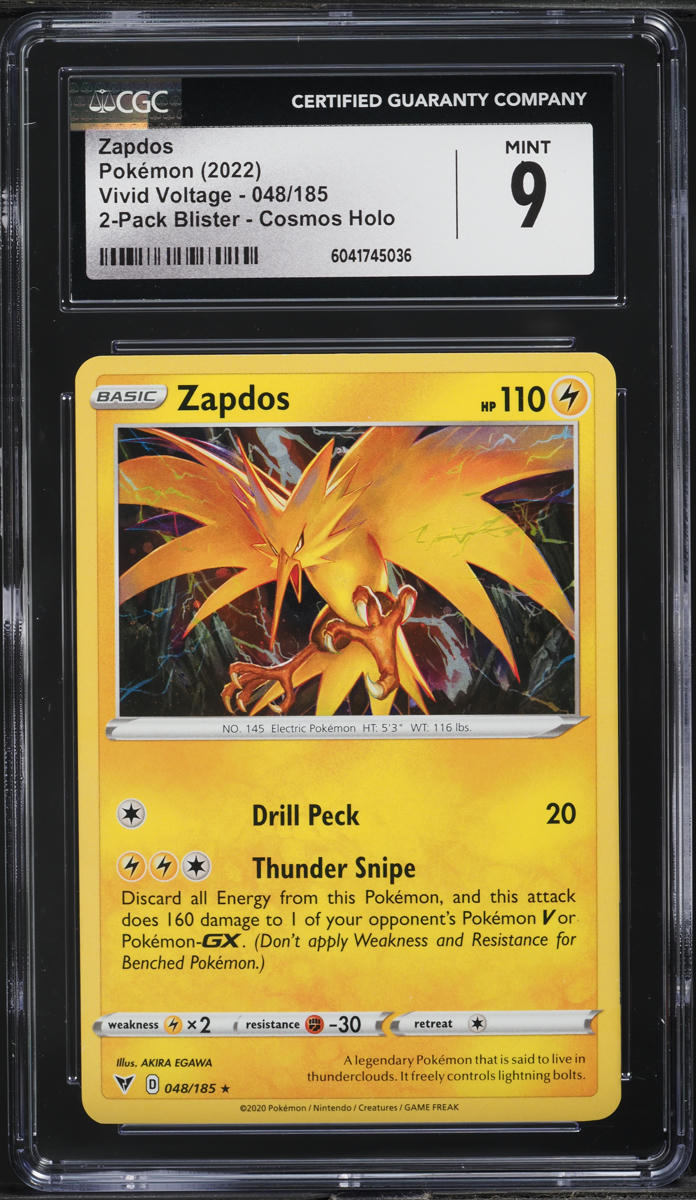 2022 Pokemon Sword & Shield Promo Vivid Voltage Cosmos Holo Zapdos #48 CGC 9 MINT
