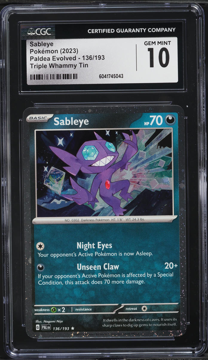 2023 Pokemon SV Paldea Evolved Triple Whammy Tin Sableye #136 CGC 10 GEM MINT