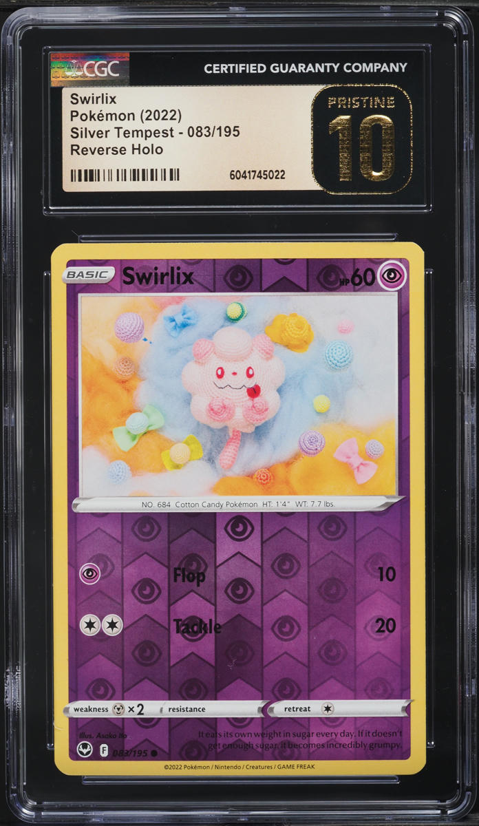 2022 Pokemon SWSH Silver Tempest Reverse Holo Swirlix #083 CGC 10 PRISTINE