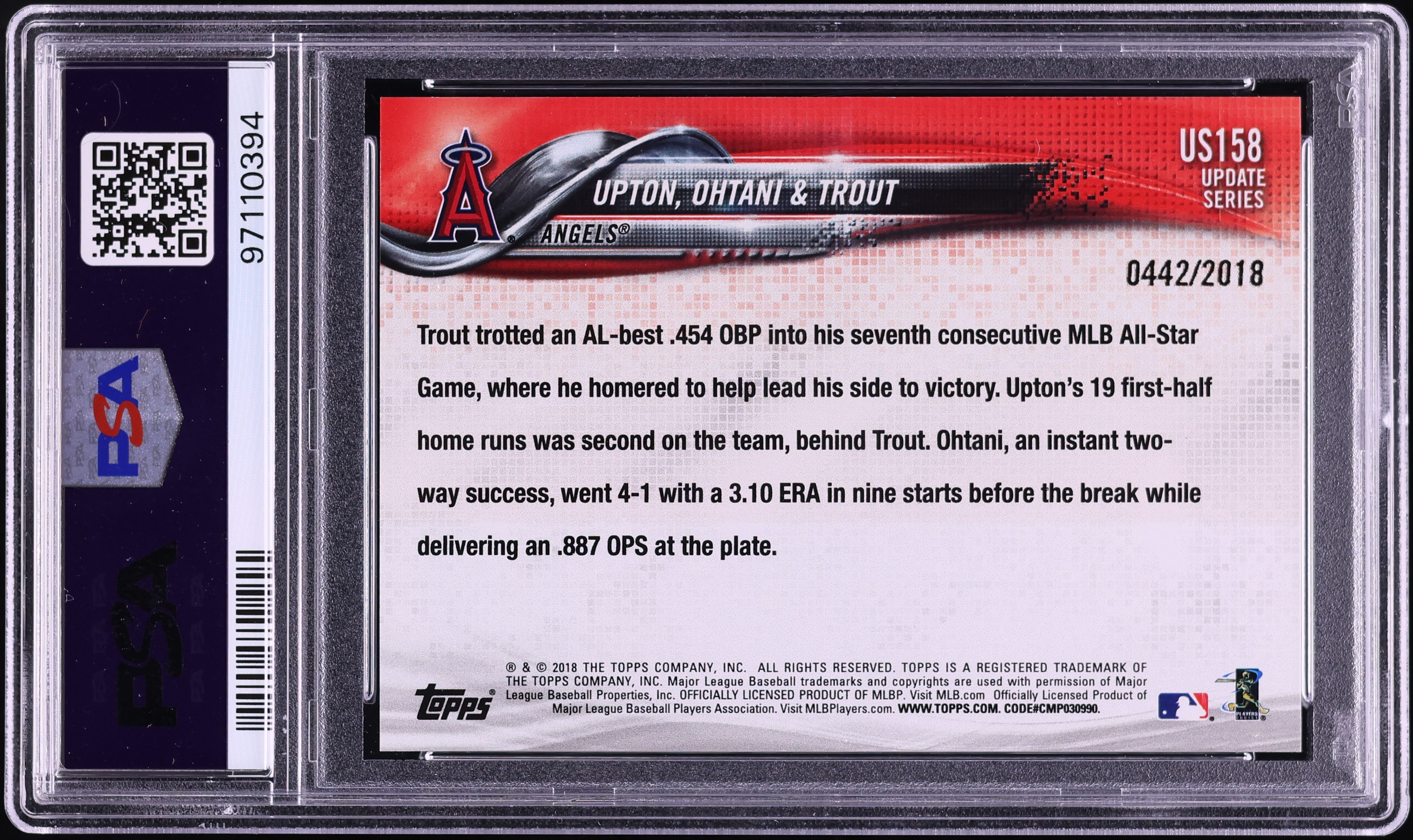 2018 Topps Update Gold Mike Trout Shohei Ohtani ROOKIE /2018