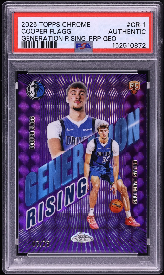 2025 Topps Chrome Generation Rising Purple Geometric Cooper Flagg ROOKIE /75 #GR-1 PSA AUTH