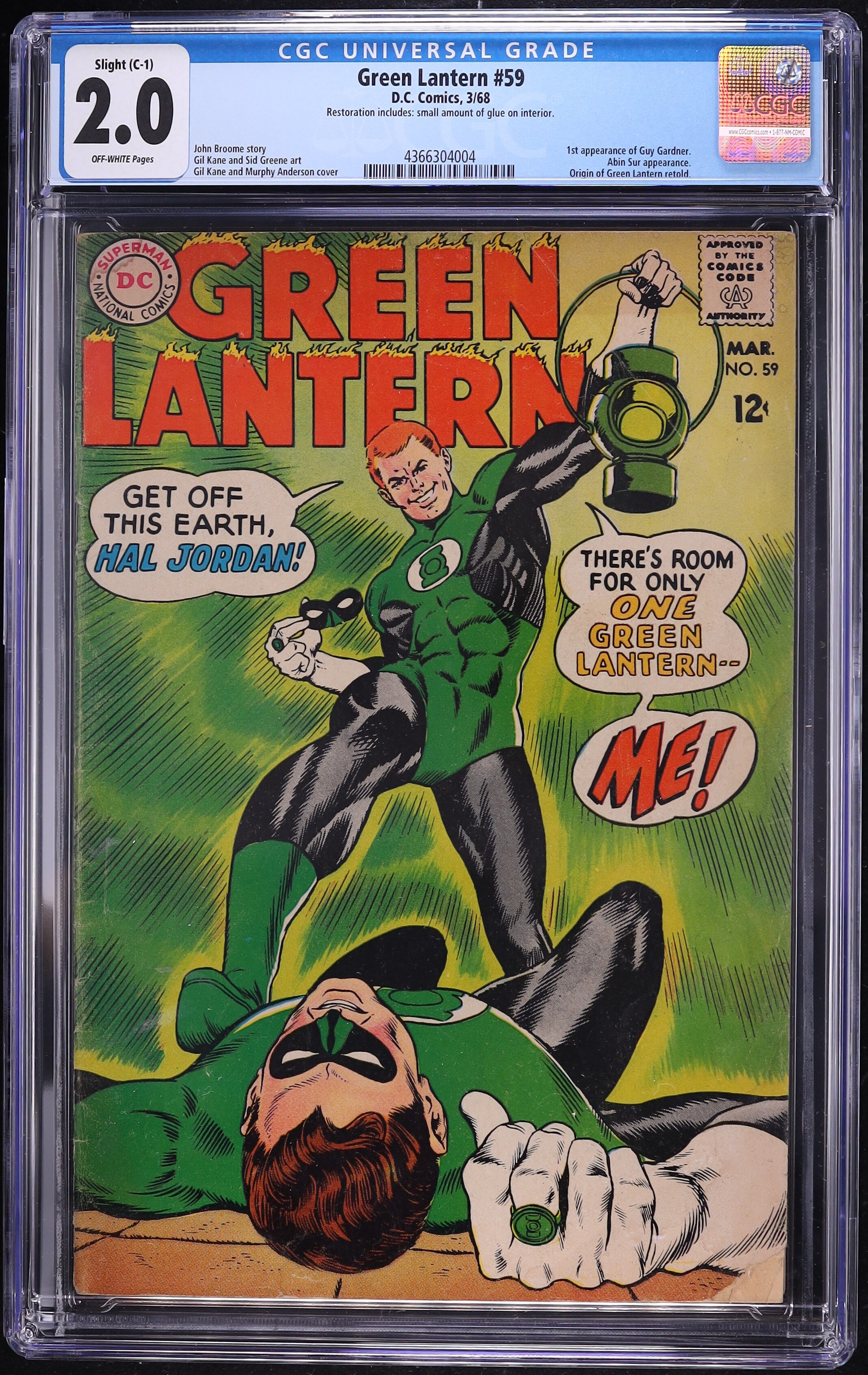 Green Lantern #59 (D.C. Comics, 1968) CGC 2.0 Off-White Pages