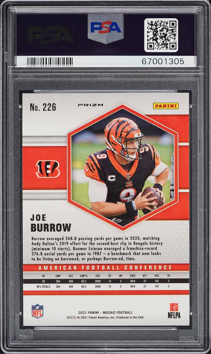2021 Panini Mosaic Reactive Blue Joe Burrow #226 PSA 10 GEM MINT