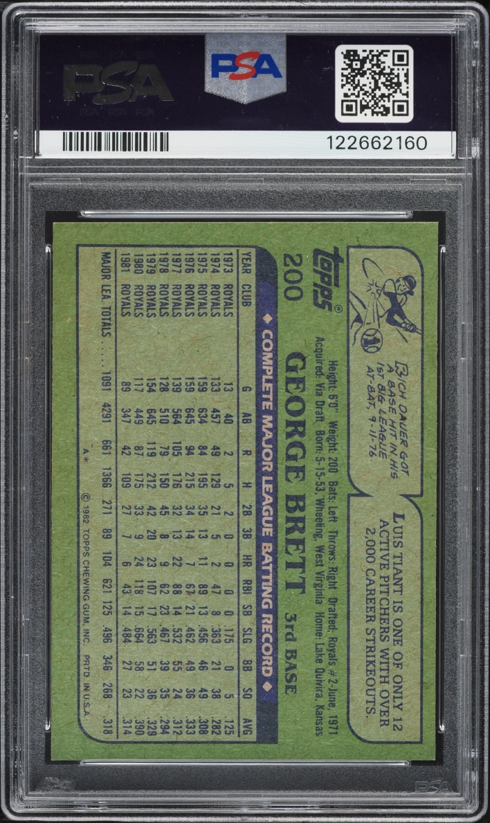 1982 Topps George Brett #200 PSA 8 NM-MT