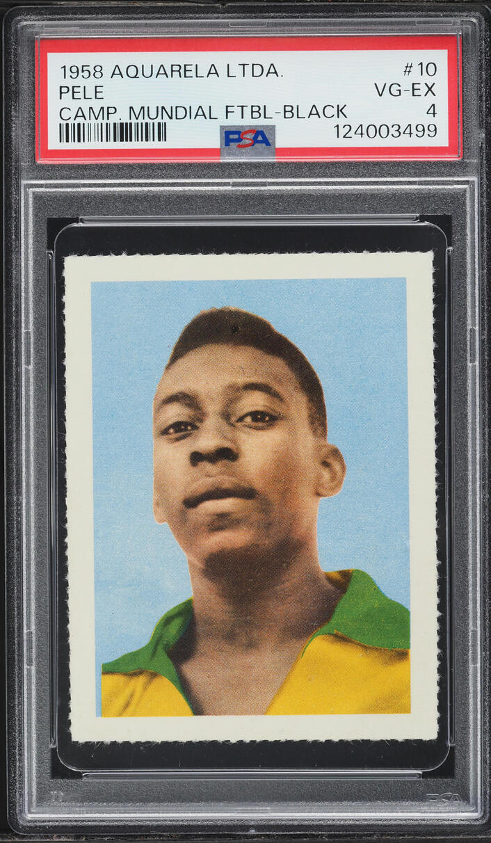 1958 Editora Aquarela Soccer Black Number Pele ROOKIE #10 PSA 4 VGEX