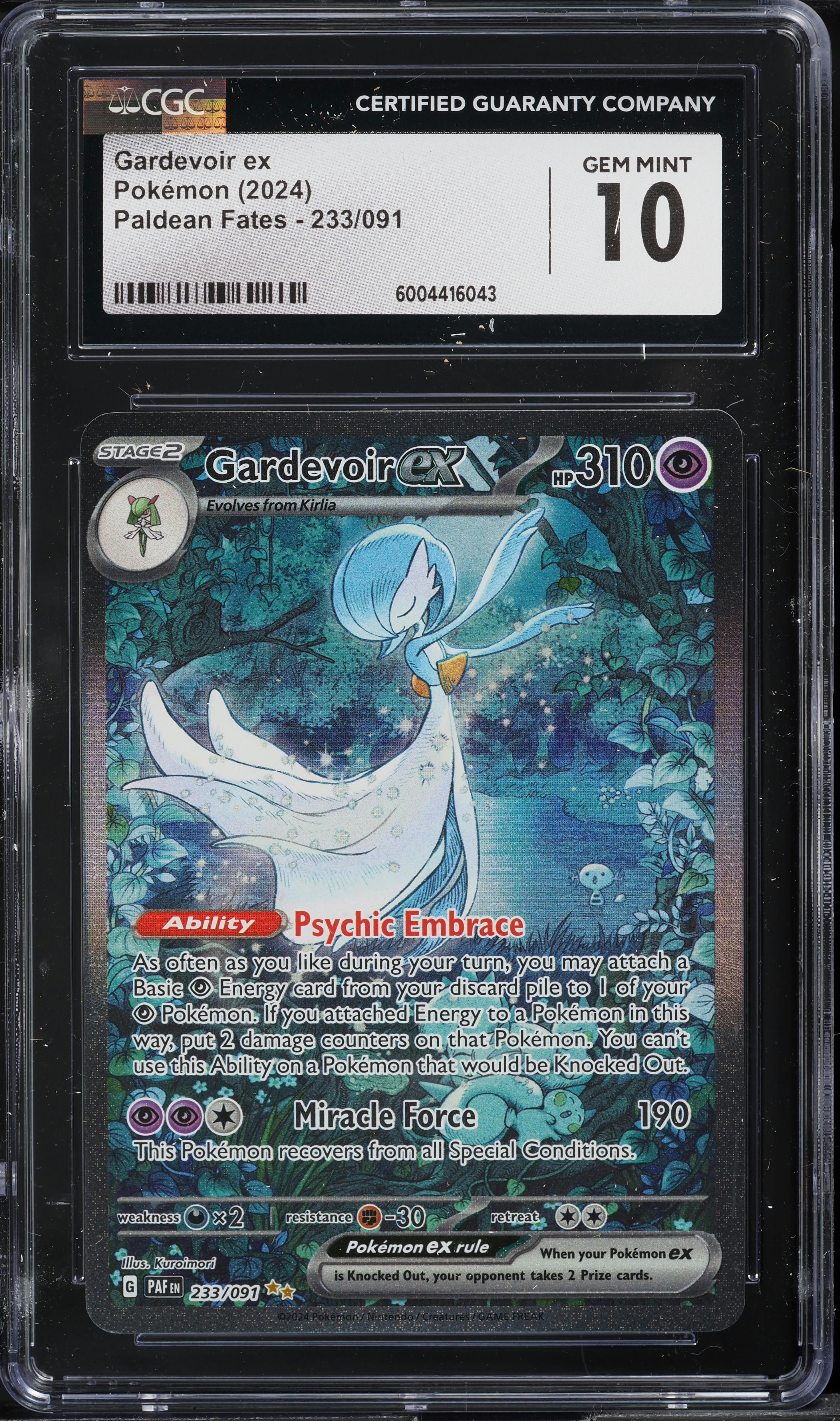 2024 Pokemon Scarlet & Violet Paldean Fates SIR Gardevoir ex #233 CGC 10 GEM MINT