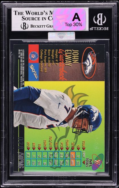 1998 Metal Universe Precious Metal Gems PMG John Elway /50 #7 MBA BGS 8.5 NM-MT+ - Photo 2
