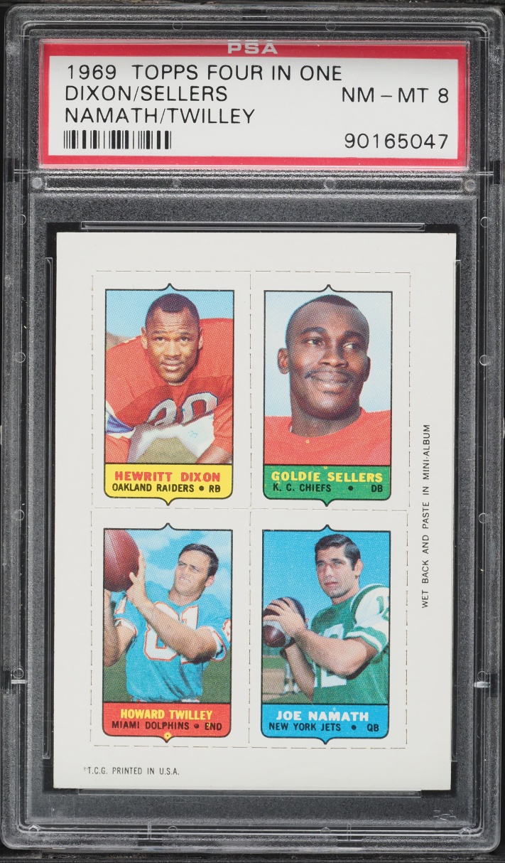 1969 Topps Four In One Herwitt Dixon Howard Twilley Joe Namath Dixon Sellers PSA 8 NM-MT