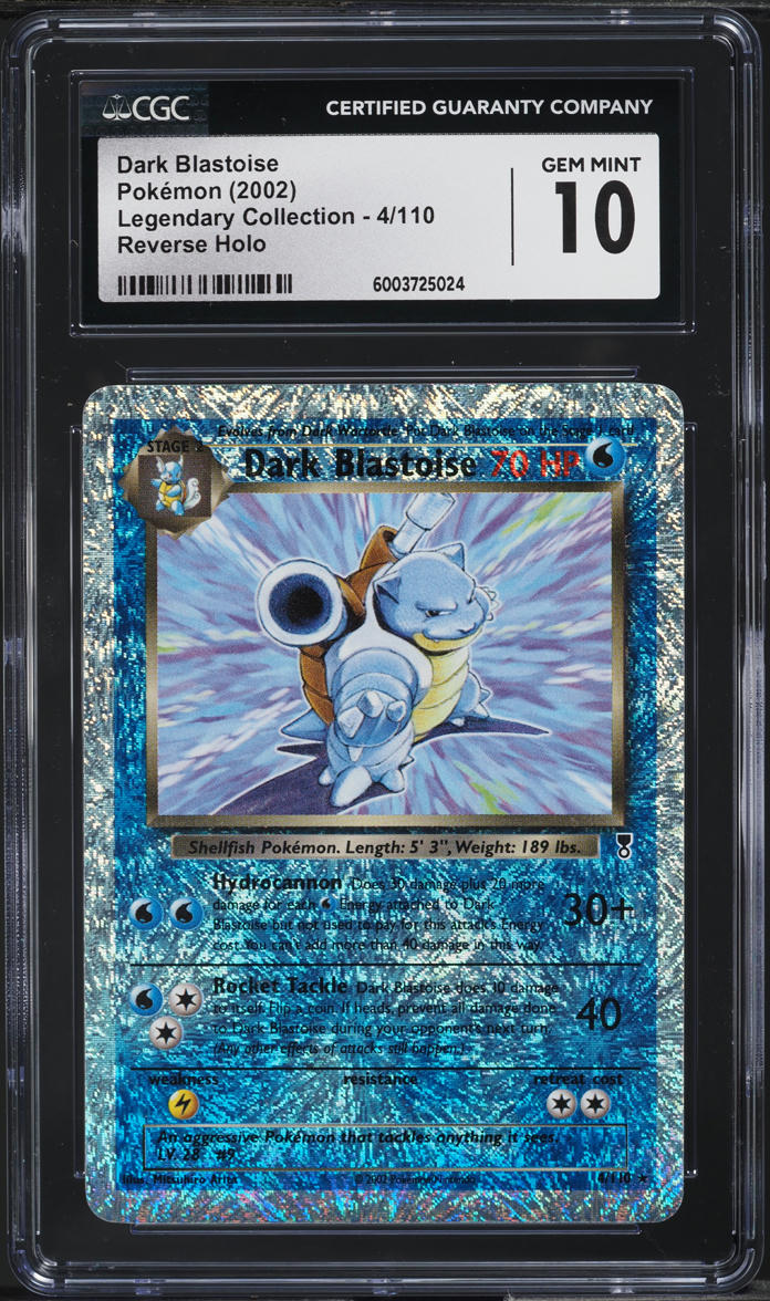 2002 Pokemon Legendary Collection Reverse Holo Dark Blastoise #4 CGC 10 GEM MINT