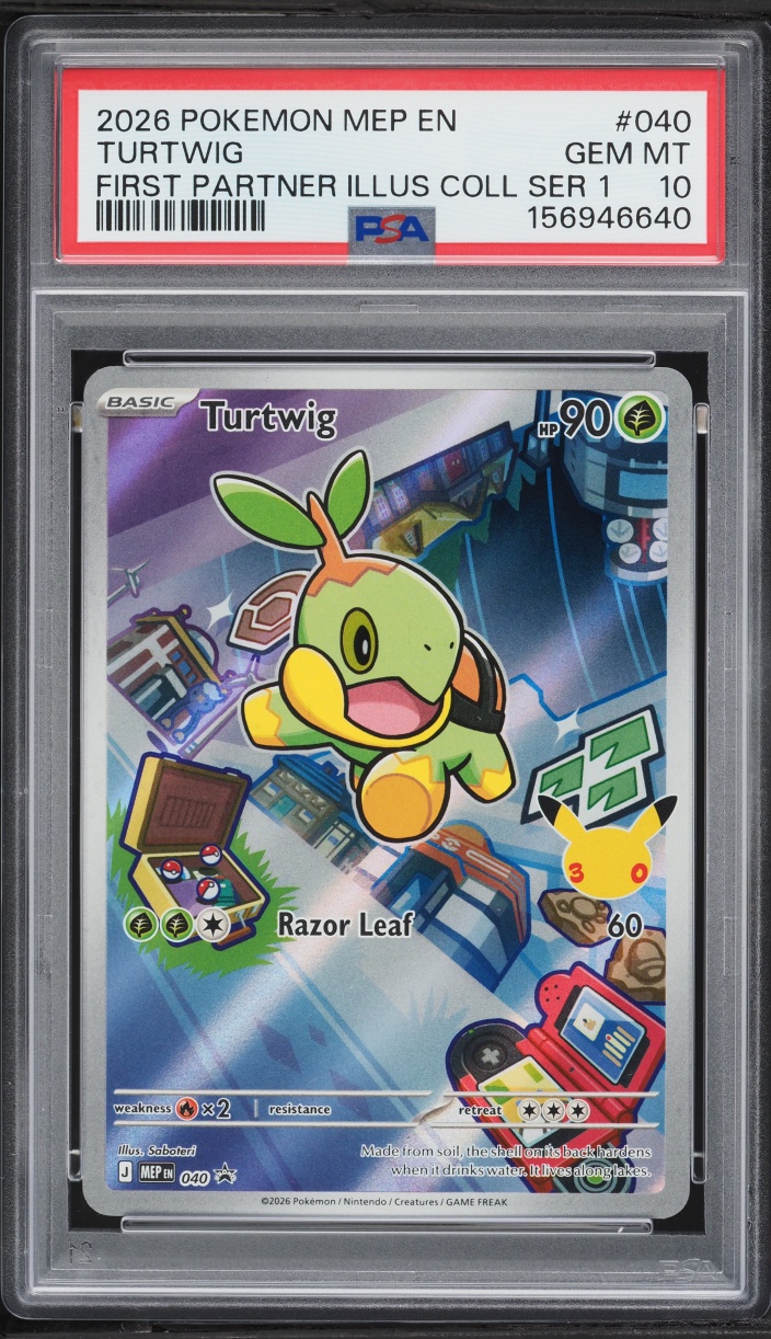 2026 Pokemon Mega Evolution Promo First Partner Illustration S1 Full Art Turtwig #40 PSA 10 GEM