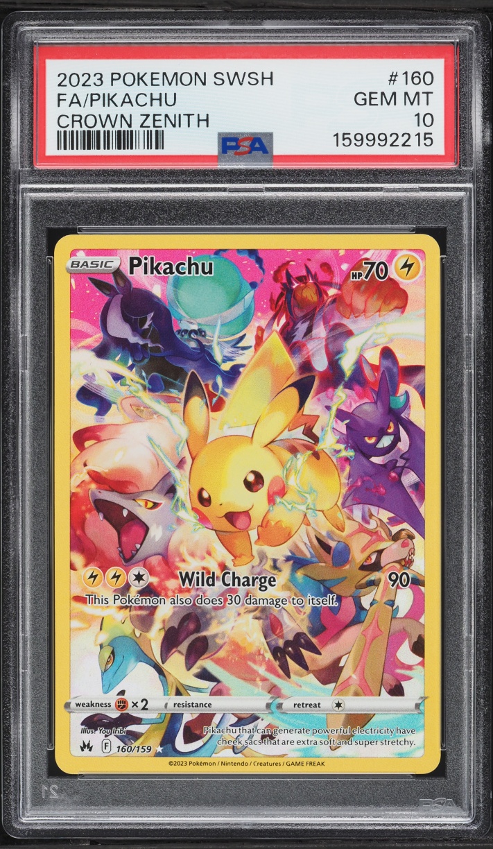 2023 Pokemon Sword & Shield Crown Zenith Full Art Pikachu #160 PSA 10 GEM MINT