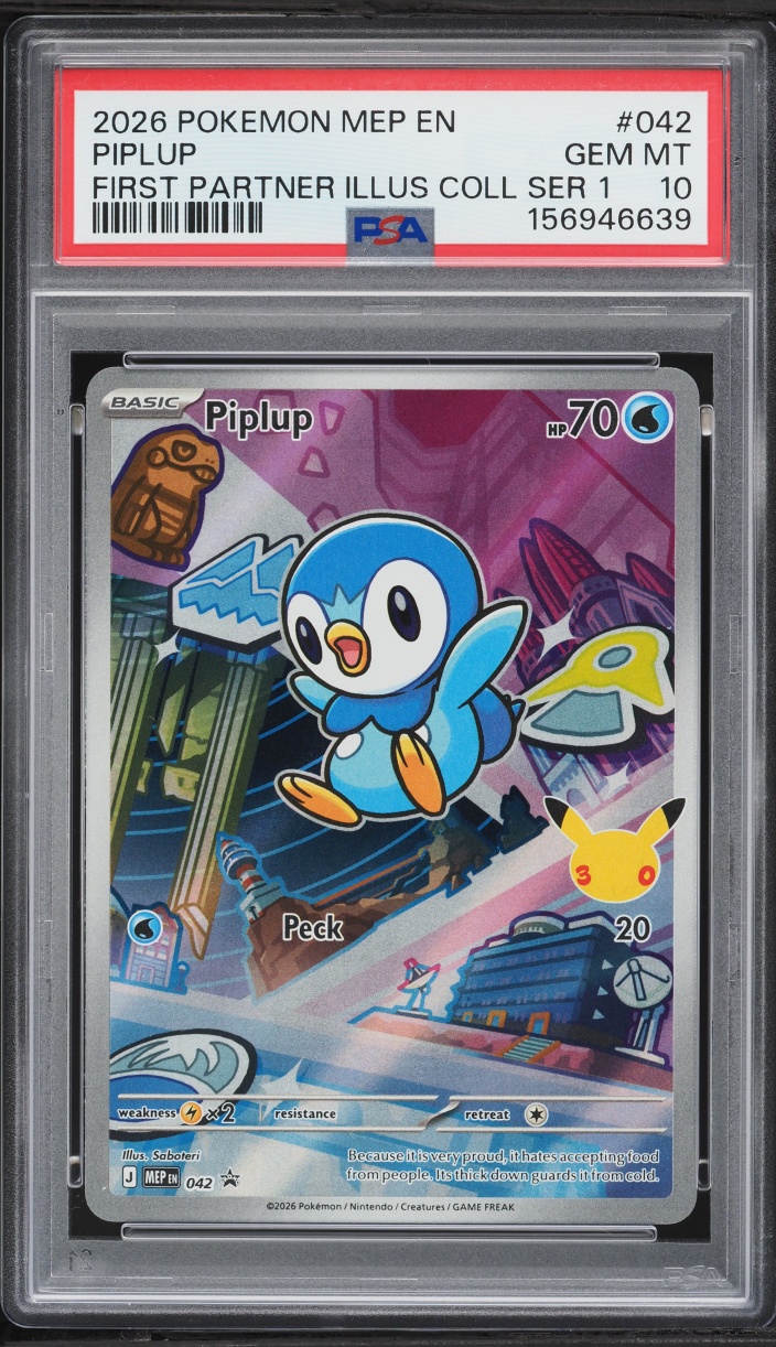 2026 Pokemon Mega Evolution Promo First Partner Illustration S1 Full Art Piplup #42 PSA 10 GEM
