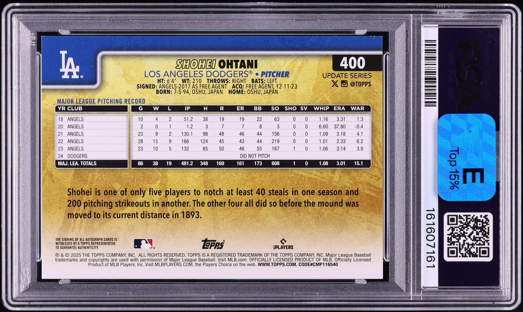 2025 Topps Update Golden Mirror Shohei Ohtani AUTO #400 PSA 8 NM-MT
