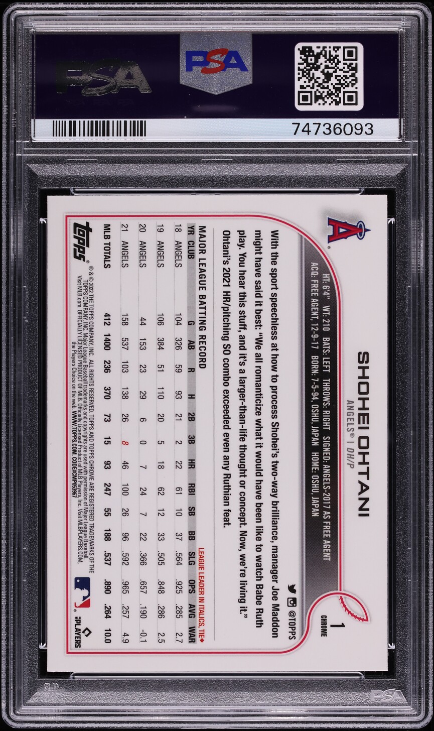 2022 Topps Chrome Xfractor Shohei Ohtani #1 PSA 10 GEM MINT