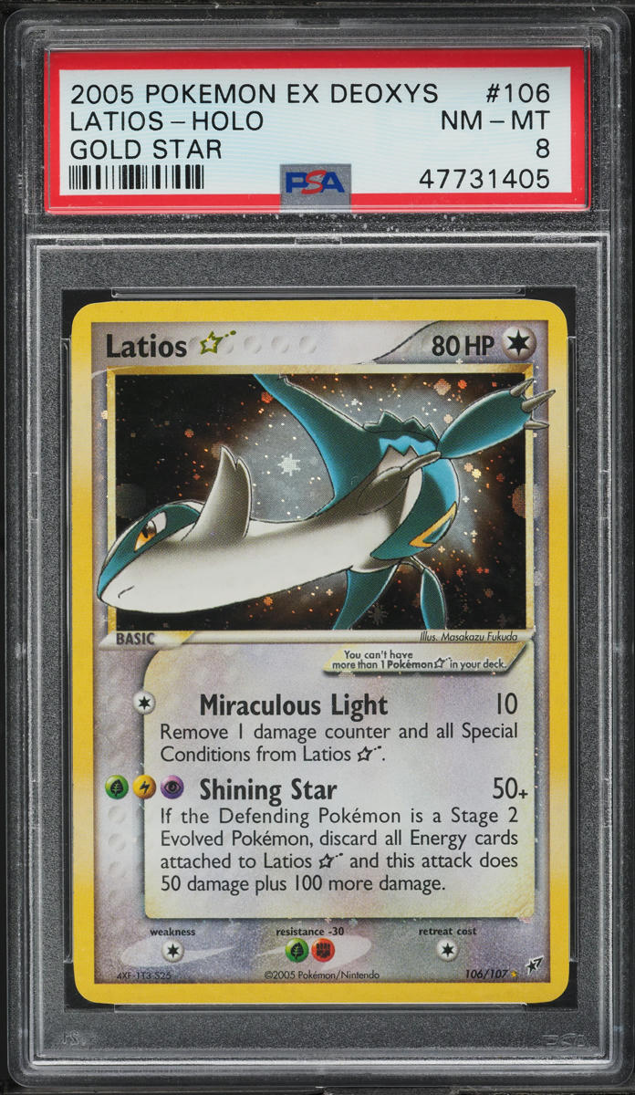 2005 Pokemon EX Deoxys Holo Latios Gold Star #106 PSA 8 NM-MT
