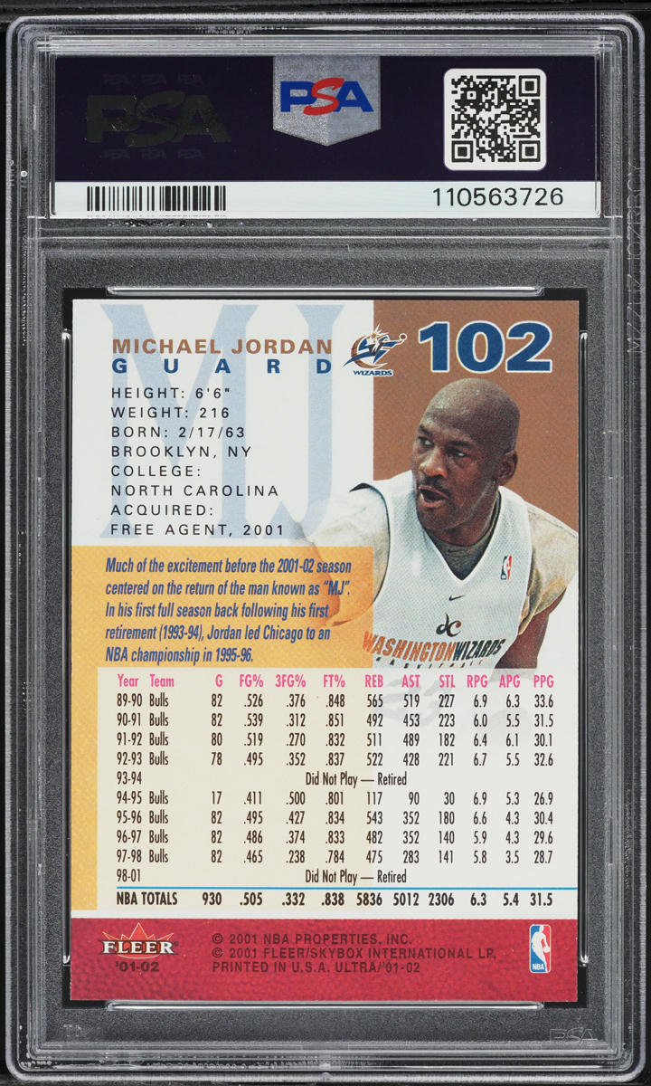 2001 Ultra Basketball Michael Jordan #102 PSA 6 EXMT