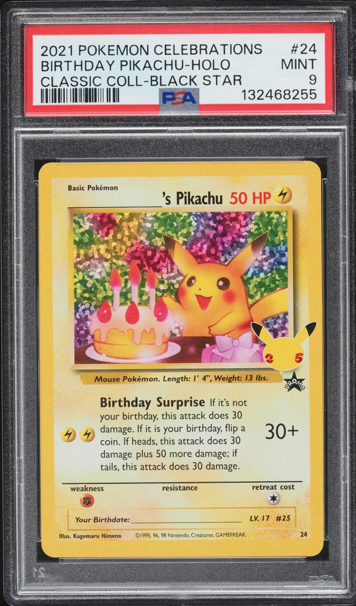 2021 Pokemon SWSH Promo Celebrations Classic Collection Holo Birthday Pikachu #24 PSA 9 MINT