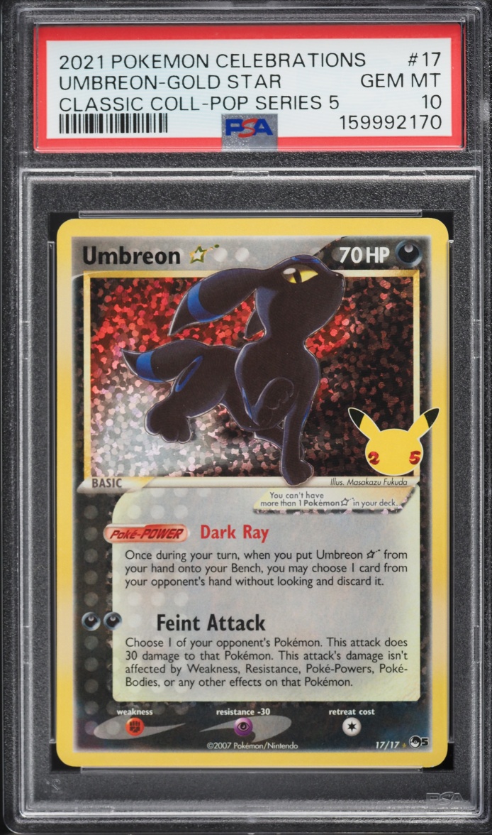 2021 Pokemon Sword & Shield Celebrations POP Series 5 Holo Umbreon Gold Star #17 PSA 10 GEM