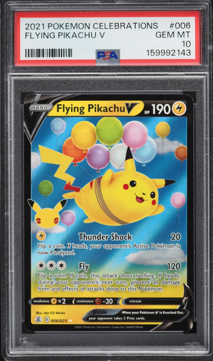 2021 Pokemon Sword & Shield Celebrations Holo Flying Pikachu V #6 PSA 10 GEM MINT
