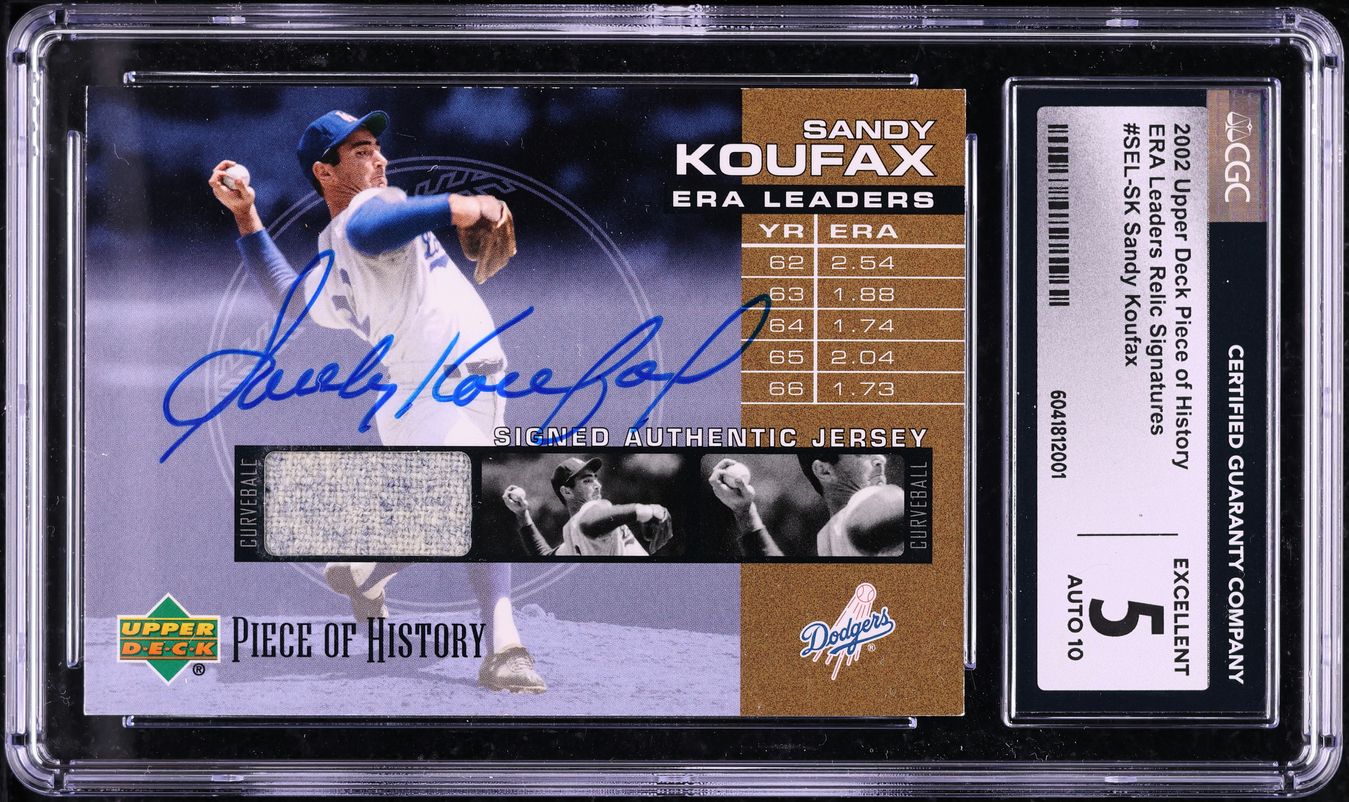 2002 Upper Deck Piece Of History Sandy Koufax PATCH AUTO #SEL-SK CGC 5 ...