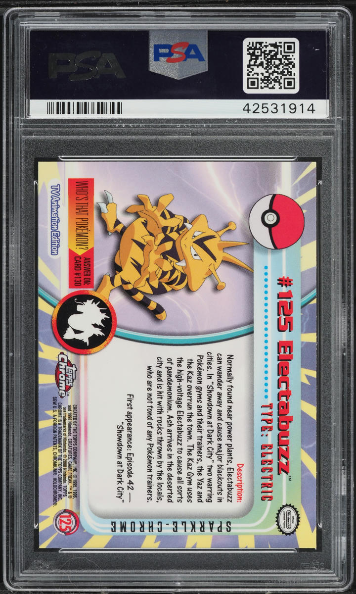 2000 Topps Chrome Pokemon Series 2 Sparkle Electabuzz #125 PSA 10 GEM MINT