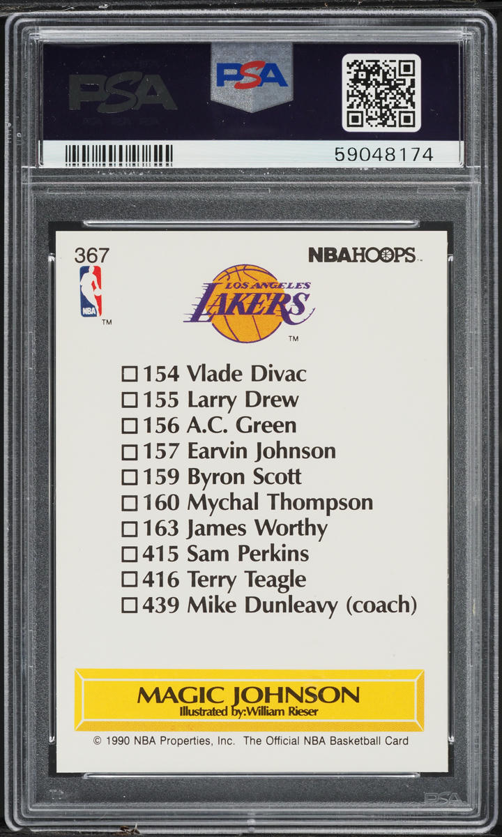 1990 Hoops Team Checklist Magic Johnson #367 PSA 10 GEM MINT