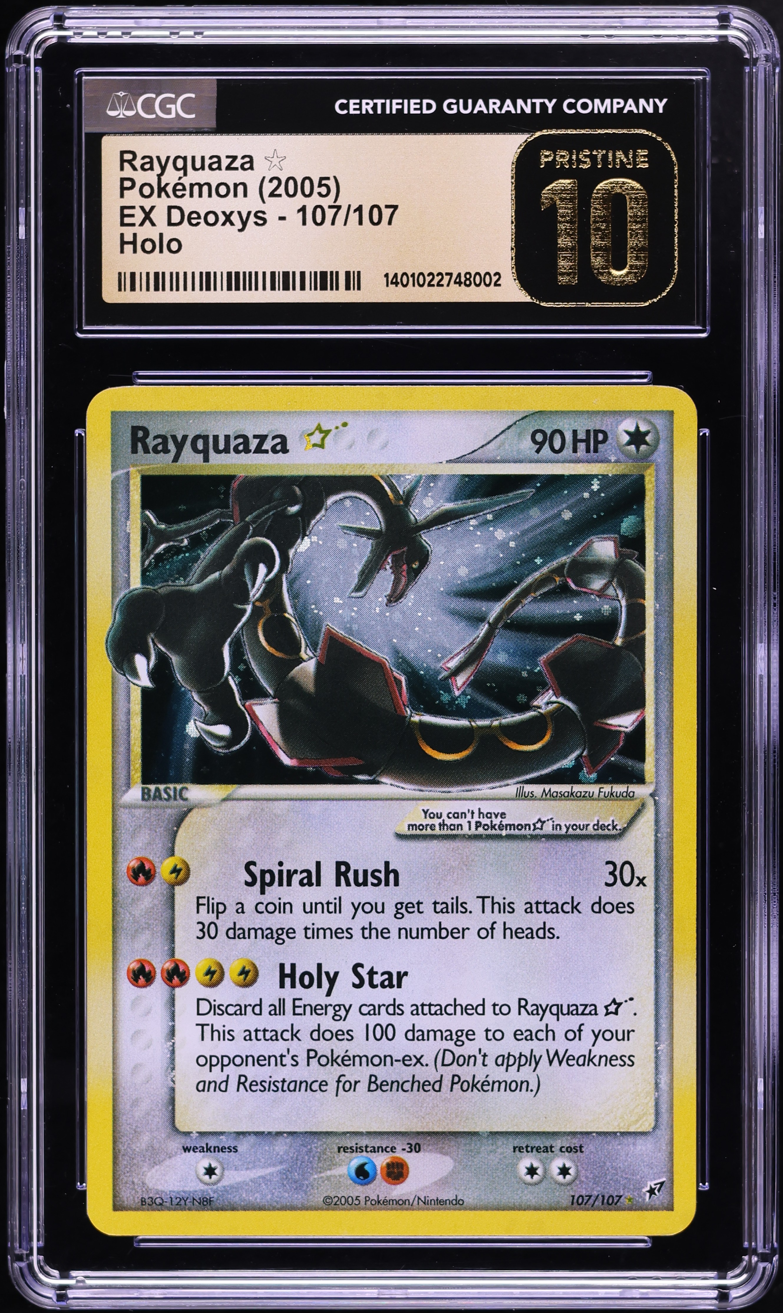 2005 Pokemon EX Deoxys Holo Rayquaza Gold Star #107 CGC 10