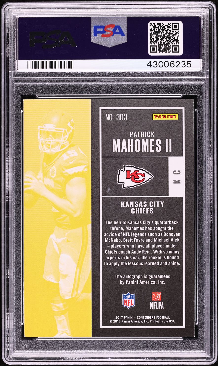 2017 Panini Contenders Patrick Mahomes II ROOKIE AUTO #303 PSA 9 MINT