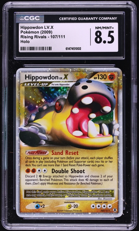 2009 Pokemon Platinum Rising Rivals Holo Hippowdon Lv.X #107 CGC 8.5 NM-MT+