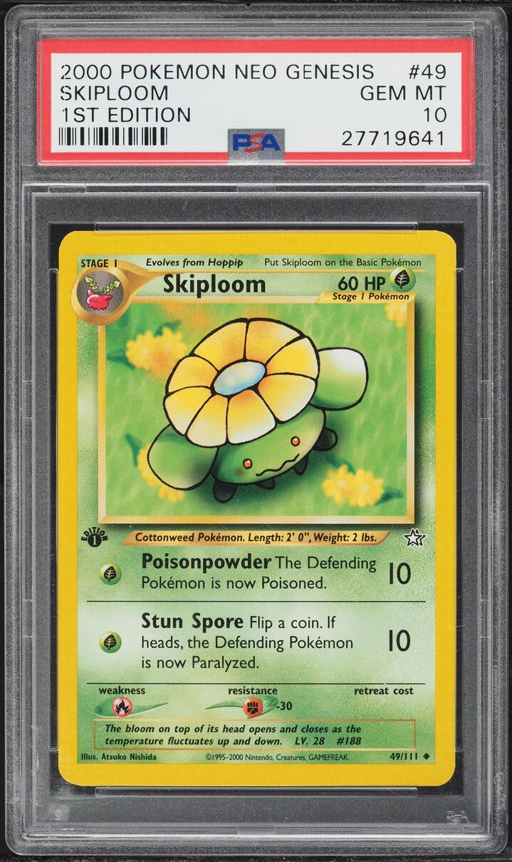 2000 Pokemon Neo Genesis 1st Edition Skiploom #49 PSA 10 GEM MINT