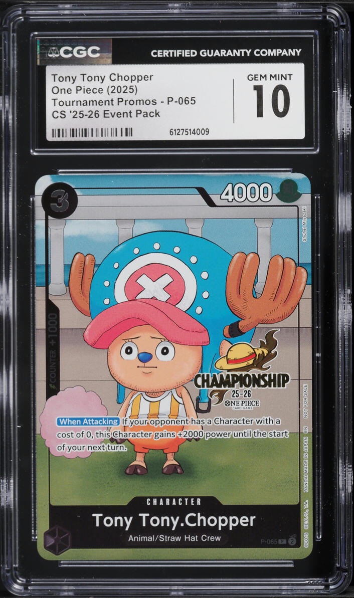 2025 One Piece Tournament Promos CS '26 Event Pack Tony Tony Chopper #P-065 CGC 10 GEM MINT