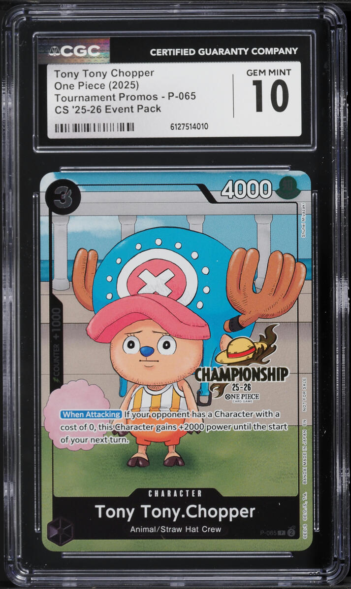 2025 One Piece Tournament Promos CS '26 Event Pack Tony Tony Chopper #P-065 CGC 10 GEM MINT