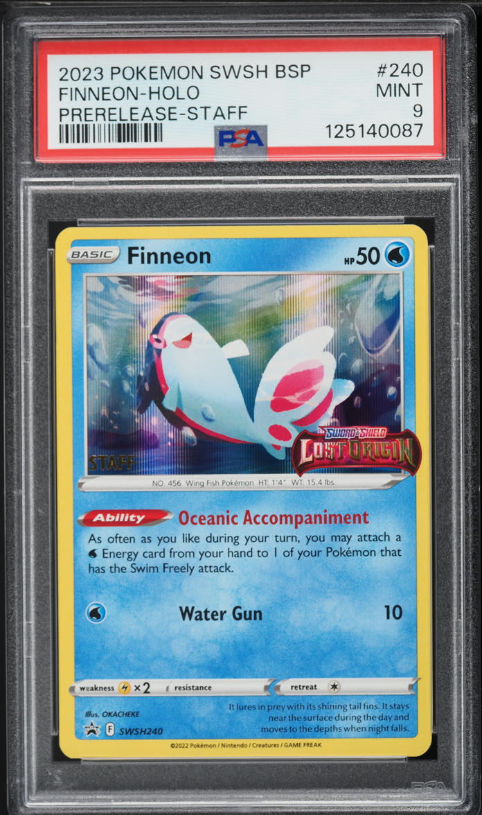 2023 Pokemon Sword & Shield Promo Prerelease Staff Holo Finneon #240 PSA 9 MINT