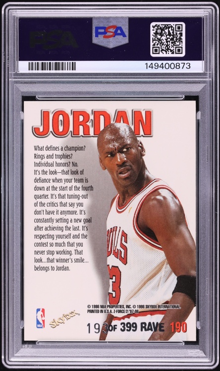 1997 Skybox Z-Force Rave Michael Jordan /399 #190 PSA 8 NM-MT