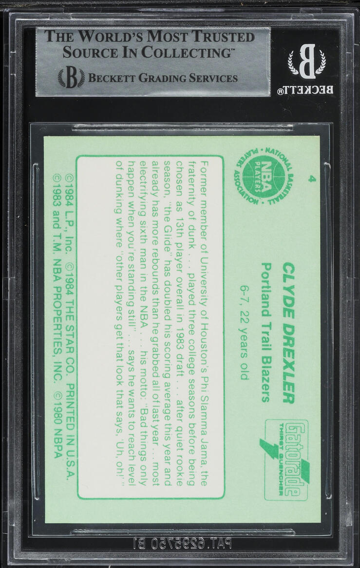 1985 Star Gatorade Slam Dunk Clyde Drexler ROOKIE #4 BGS 9 MINT