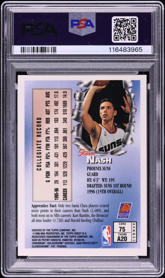 1996 Finest w/ Coating Steve Nash ROOKIE #75 PSA 9 MINT