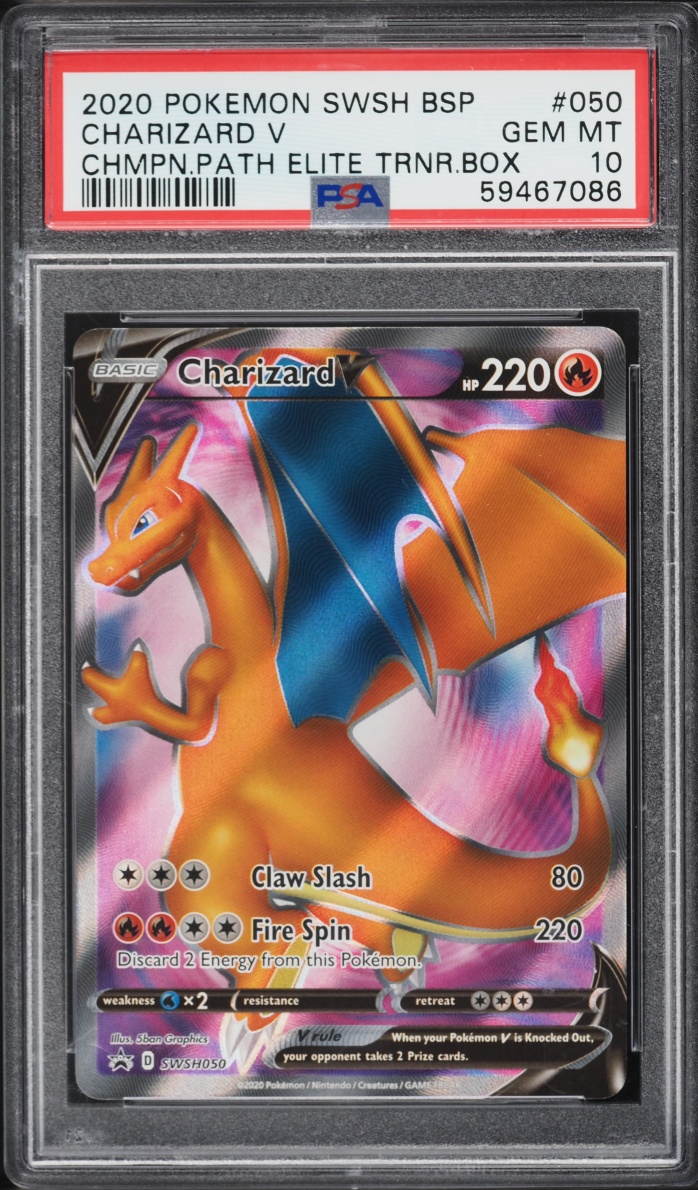 2020 Pokemon Sword & Shield Promo Champion's Path ETB Full Art Charizard V #SWSH050 PSA 10 GEM
