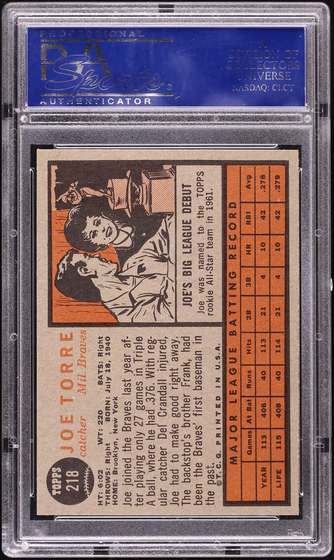 1962 Topps Joe Torre #218 PSA 8 NM-MT