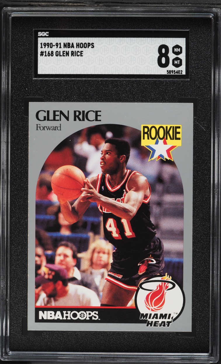 1990 Hoops Glen Rice ROOKIE #168 SGC 8 NM-MT