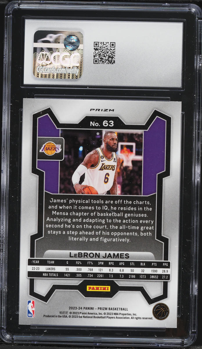 2023 Panini Prizm Silver LeBron James #63 CGC 8 NM-MT