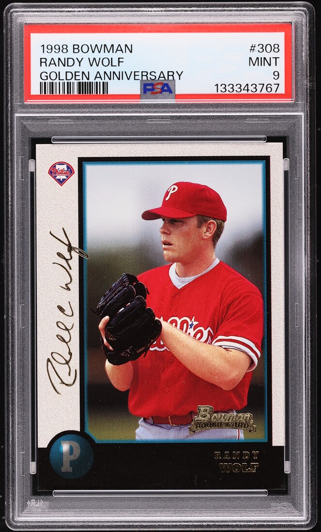 1998 Bowman Golden Anniversary Randy Wolf /50 #308 PSA 9 MINT