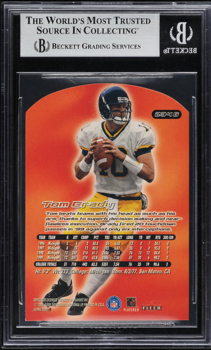 2000 Ultra Gold Medallion Tom Brady ROOKIE #234G BGS 9 MINT