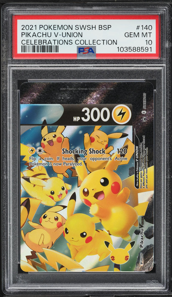 2021 Pokemon SWSH Black Star Promo Celebrations Pikachu V Union #140 PSA 10 GEM - Main Image