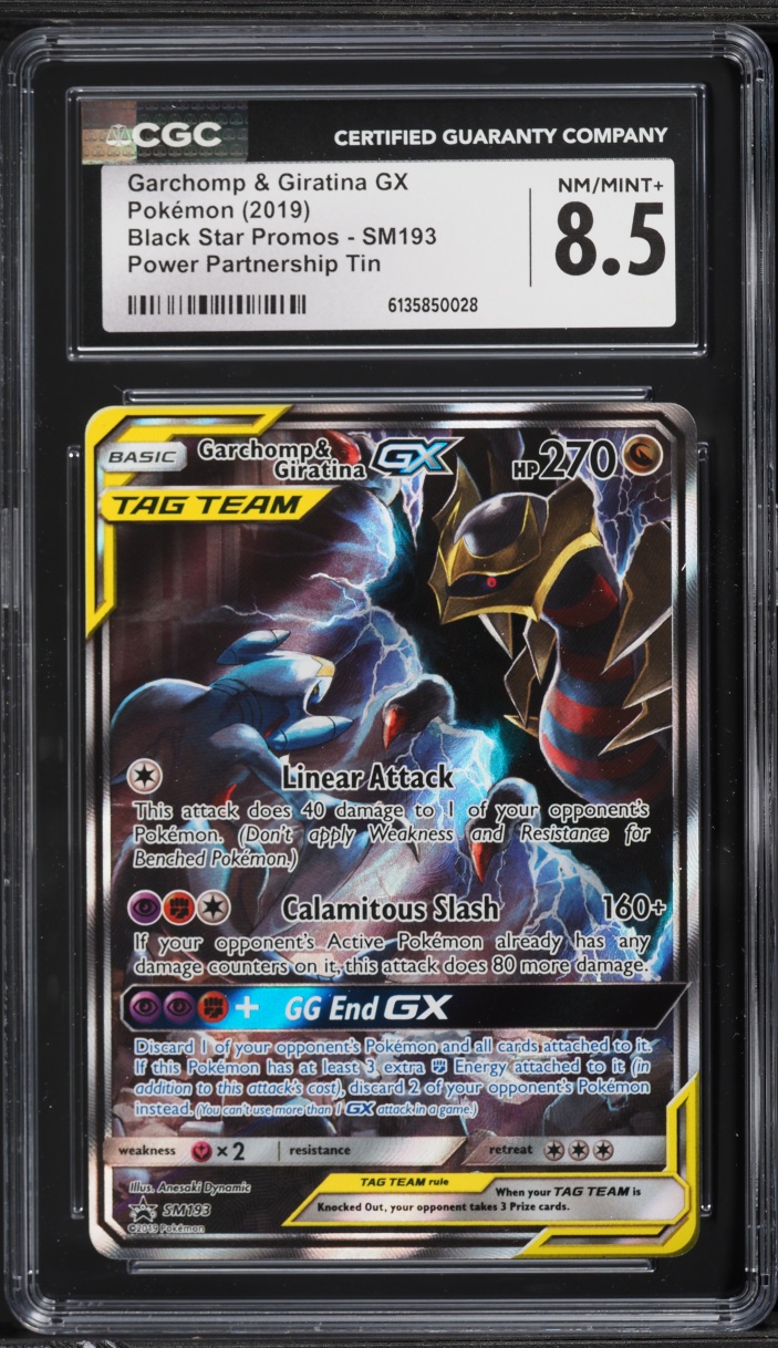 2019 Pokemon SM Promo Power Partnership Alt Art Garchomp & Giratina GX #SM193 CGC 8.5 NM-MT+