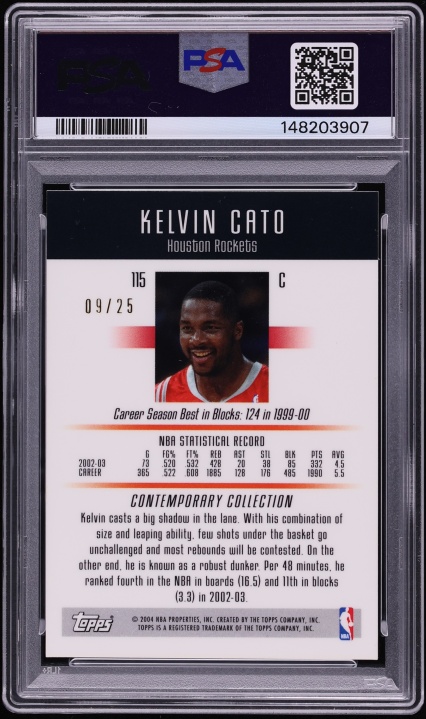 2003 Topps Contemporary Collection Gold Kelvin Cato /25 #115 PSA 8 NM-MT